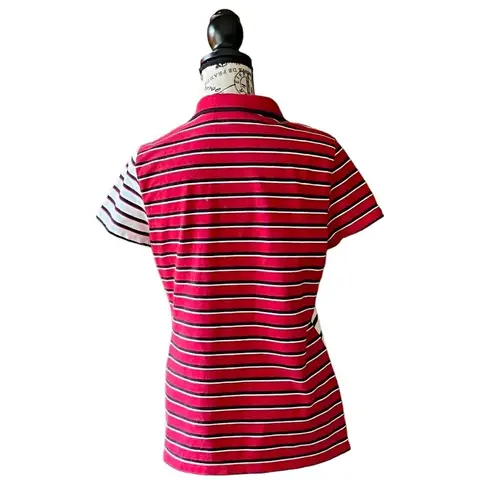 Tommy Hilfiger womens Short Sleeve Mixed Stripe Zip Polo Shirt preppy M