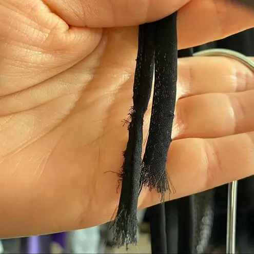 Y2K Faux Fur Collar Sheer Chiffon Tie Front Blouse Size Large Black