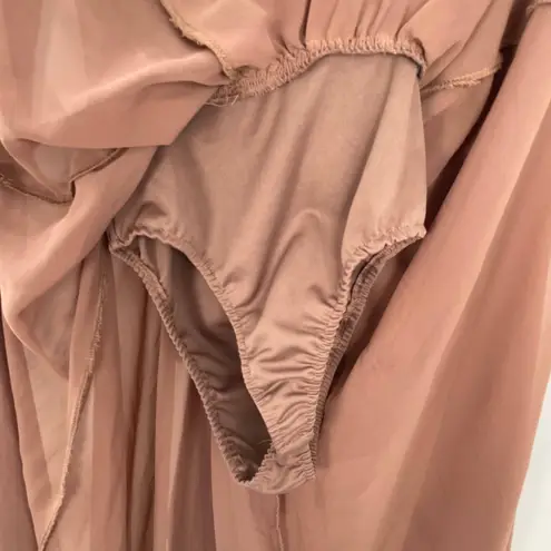 Naked Wardrobe Baltic Born Women's Beige V-neck Long Sleeve Maxi Dress Size Sm.