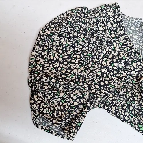 A New Day NEW! Vintage-Style Crepe Short Sleeve Midi Dress, Green Floral - 