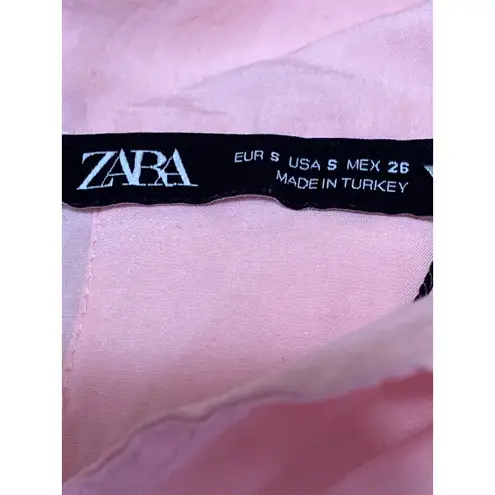 ZARA  Women's Pink Collared 3/4 Sleeve Button Down Oversized Pocket Shirt Top S