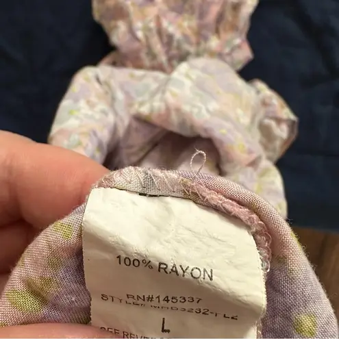 Hesperus Pink and Purple Floral Short Sleeve V-Neck Mini Sundress