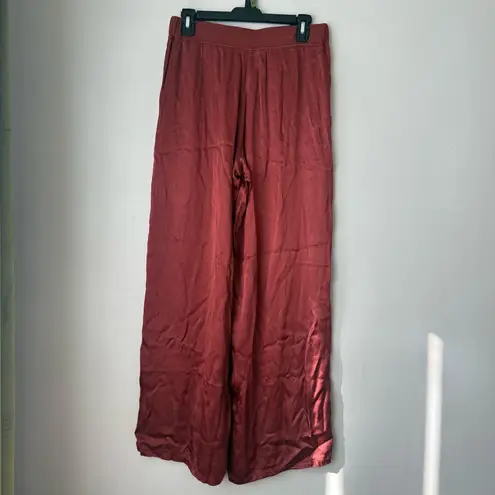 Michael Stars Cyrus Muse Rust Satin Wide Leg Pants S