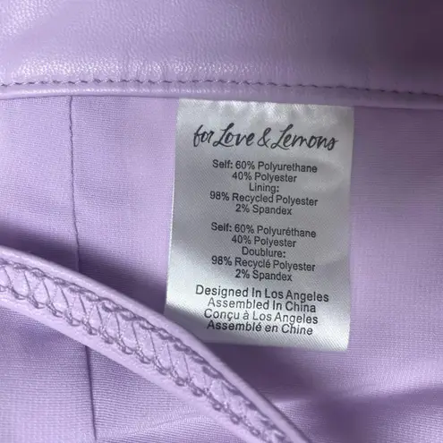 For Love & Lemons Roxie Bralette Purple Faux Leather Grommets NEW Small