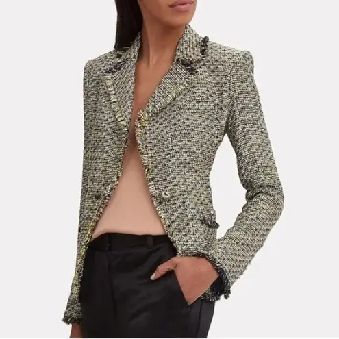 Veronica Beard Metallic Fabian Tweed Blazer Jacket Black Silver Size 4