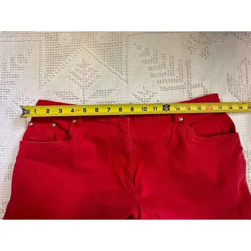 Ruby Rd  Sz 12 Red Denim Jeans 5-Pocket Mid-Rise Straight Leg Elastic Waist