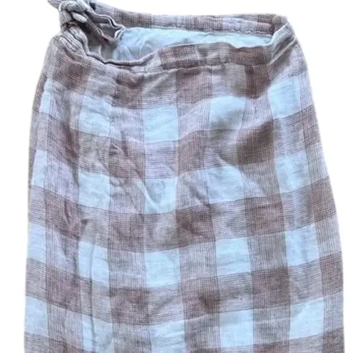 Heartloom Bently High Waist Checker Plaid Skirt Button Tie Coverup S Pink Cream