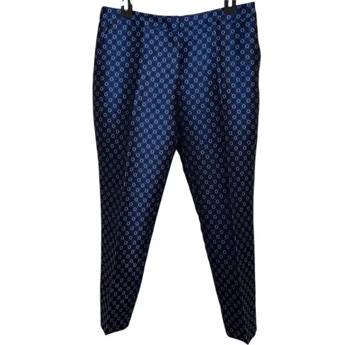 ANTHROPOLOGIE LEIFSDOTTIR Foulard Geometric Pattern Brocade Ankle Pants NWOT 6 Blue