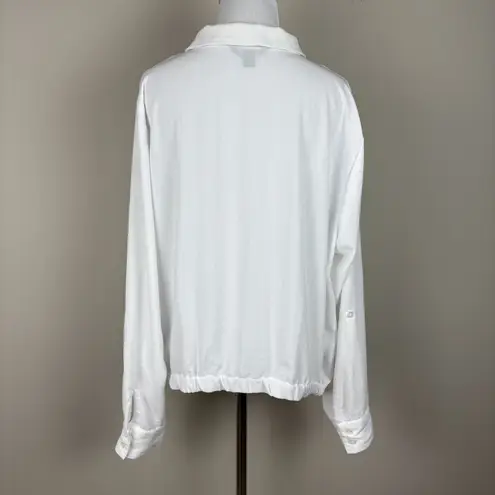 Vera Wang Simply  Blouse Top Womens XL White Roll Tab Button Up Tie Front Shirt - Image 4