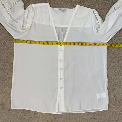 Ramy Brook Ramy Brook Noa Blouse Size Large White Lace Insert Peasant Career Corp Blouse