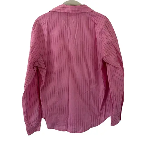 Riders By Lee Vintage Pink Stripe Design Rider Button Down Style Top Shirt Women’s Size Medium