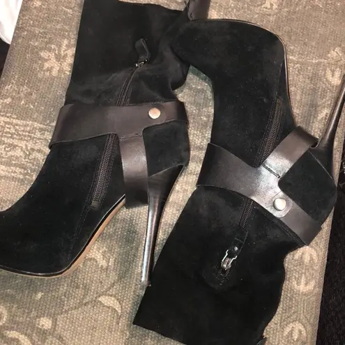 Designer Originals ROSEGOLD Sexy black suede high heel stiletto boot