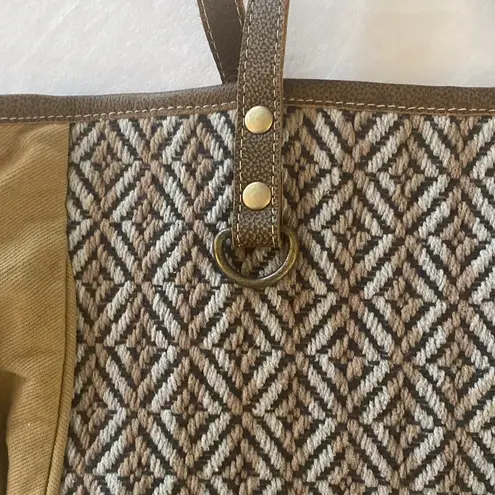 Myra Bag Canvas Leather Woven Wool Boss Lady Tote Top