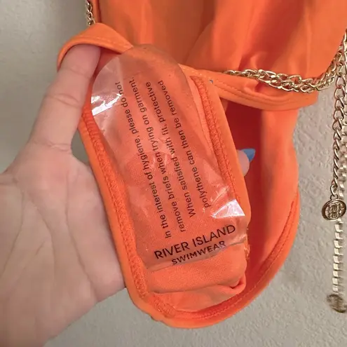 River Island Chain Detail Underwire One-piece Swimsuit Orange Sz. 10 UK / S US