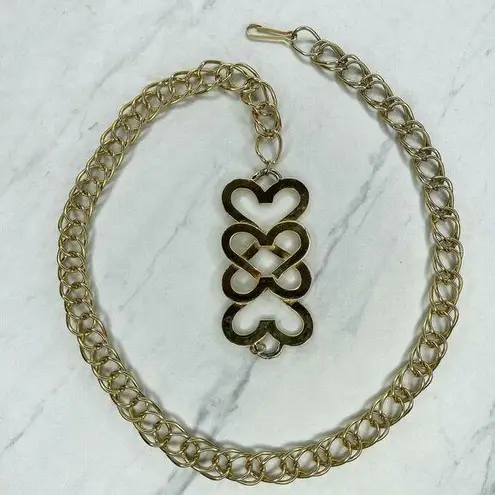 Gold Tone Abstract Heart Chain Link Belt