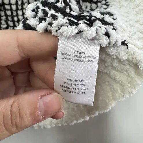 Bobeau Sweater Womens Large Black White Colorblock Boucle Crewneck Knit MW1MF3