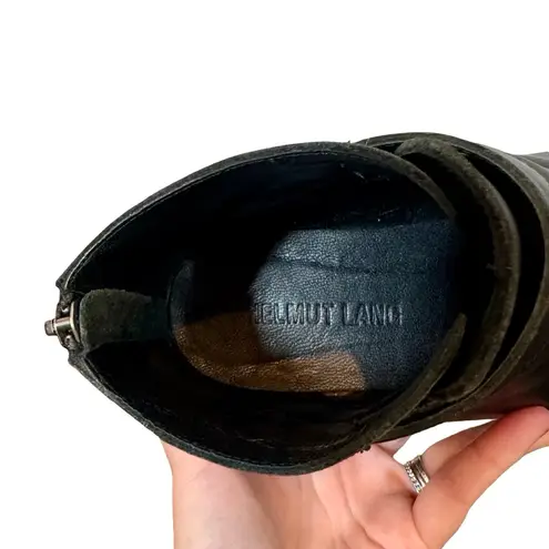 Helmut Lang Schist Envelope Block Heel Calfskin Leather Bootie Ankle Boot Sz:38