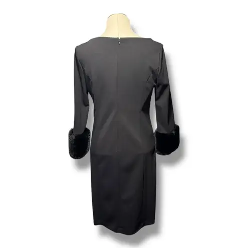 Alfani Faux Fur Trimmed Shift Dress Black 8