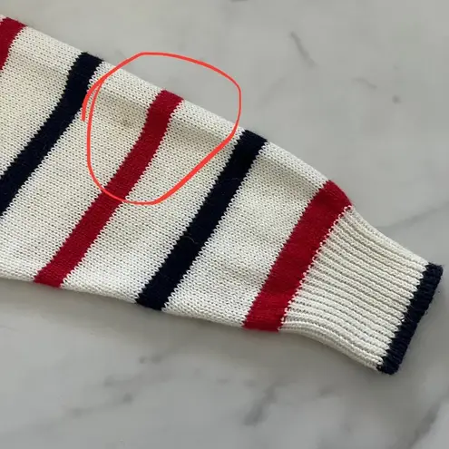 Tanner Vintage Ramie knit cardigan Retro Nautical Striped academia preppy Tennis White Size M