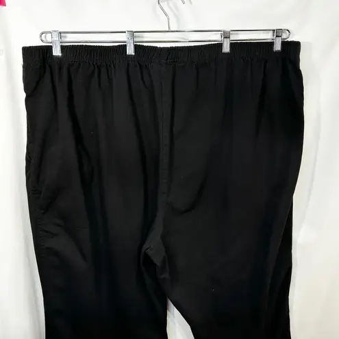 Woman Within Plus Size 36T Cropped Pants Capri Black Cotton Elastic Pull On 590