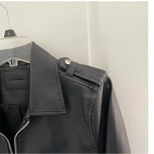 BLANKNYC Womens Black Striped Hem Zippered Cuffs Biker Moto Jacket Medium