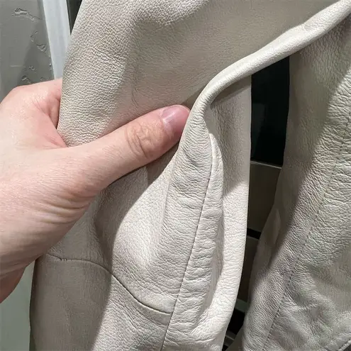 ALLSAINTS Women's Dalby Biker Aries Leather Jacket White Size 0 Classic Design