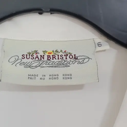 Susan Bristol Vintage Semi Sheer Short Sleeve Ivory Button Down Women Size 6