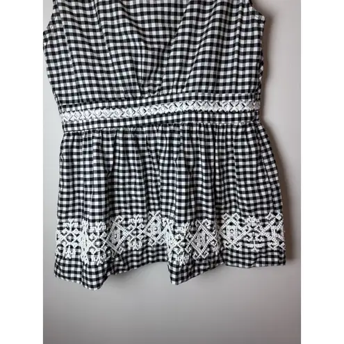 Shoshanna Gingham Sleeveless Embroidered Blouse Size 4