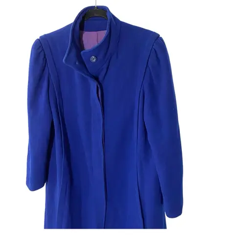 VINTAGE FORECASTER of BOSTON Wool Puff Sleeve Longline Pea Coat Blue Size L