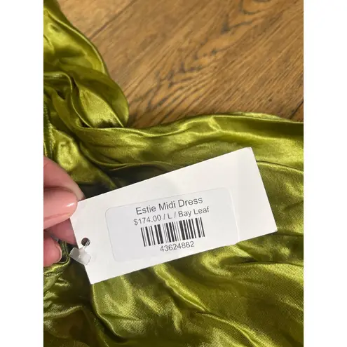 Rays for Days Estie Satin Midi Dress Bay Leaf Womens Size Large Green