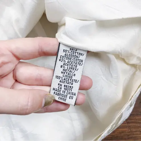 Tibi • gold metallic floral skirt mini rose print cream lamé foil brocade pleat