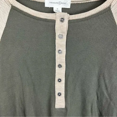 Treasure & Bond Knit Henley Long Sleeve Thermal Oatmeal Green Size Medium NWT