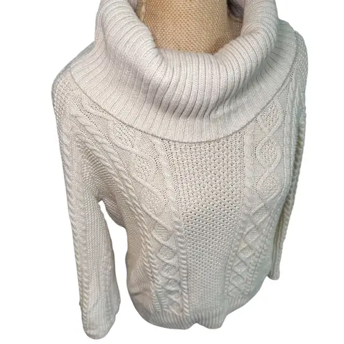 Willi Smith Women's Cable Knit Turtleneck Sweater Cozy Cotton Knitwear Large