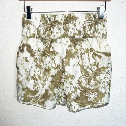 Halara  Tie Dye Green And White High Waisted Lined Shorts NEW