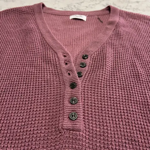 NWOT Amalli Talli Womens Tall Size Long Sleeve Button Waffle Knit Sweater Top Purple