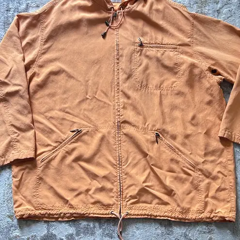 Emanuel Ungaro Orange Lightweight 100% Silk Hooded Jacket