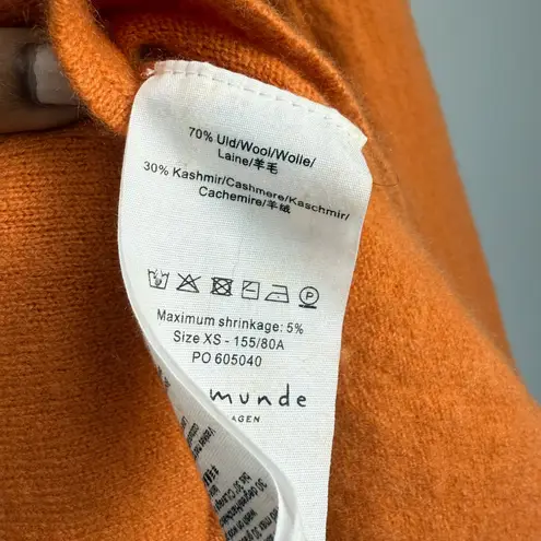 Rosemunde Copenhagen Wool Cashmere Sweater V Neck Luxury Orange Extra Small XS