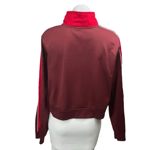 Womens Red Coca Cola Long Sleeve Striped Colorblock Zip Track Bomber Jacket XXL