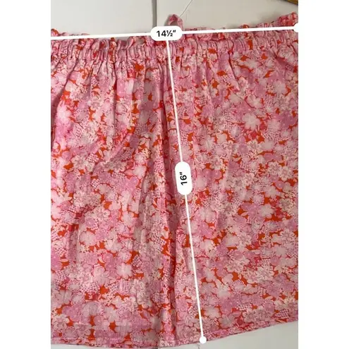 Abound  PaperBag floral mini Skirts size MEDIUM Coral Pink Bohemian Boho