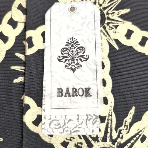 Barok Paris NJ Couture Black & Gold Scuba Material Sleeveless Dress NWT