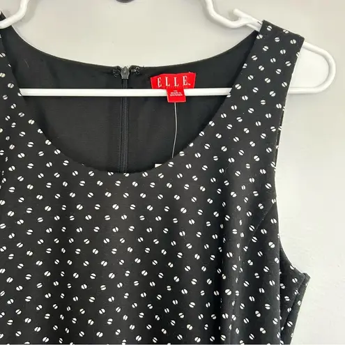 Elle NWT Black & White Blue Polka Dot Avant Garden Dress w/ Blue Belt Size 10