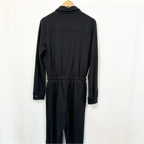 Evereve  Myra Long Sleeve Half Zip Jogger Jumpsuit in Black