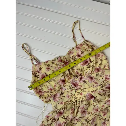 NWOT Blashe Floral Romper Yellow Ruffled Tiered Padded Size S