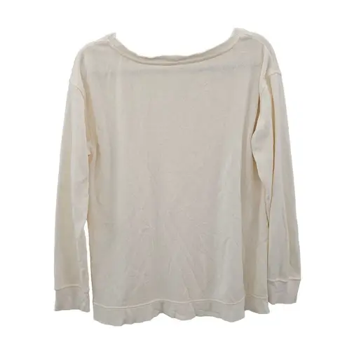 Jane and Delancey Blessed Sequin Pullover Sweatshirt Size M Fleece Ivory