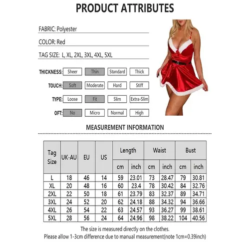 Yandy Santa Babe Sexy Halloween Costume Red White Size 1X/2X