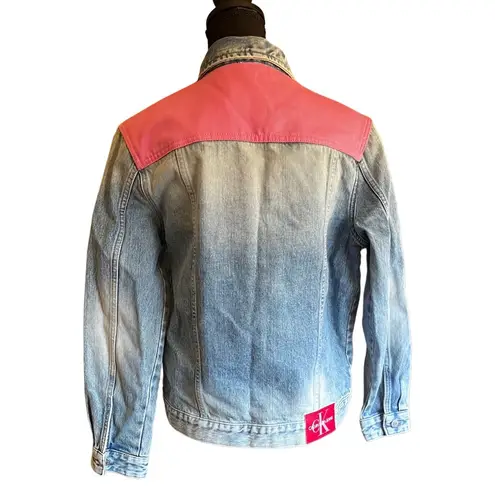 Calvin Klein  Colorblock Western-Style
Trucker Denim Jacket-Size L NWT