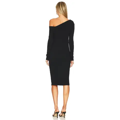 Enza Costa Knit One Shoulder Dress in Black Large New Womens Midi