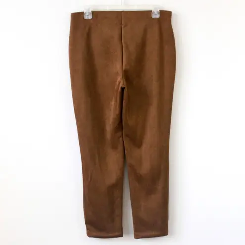 Rafaella Caramel Brown Vegan Suede Fitted High-Rise Leggings 10
