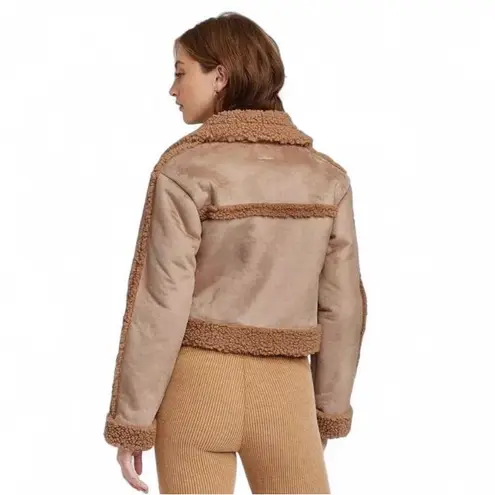 Wild Fable NWT  Women's Faux Shearling Jacket Shimmery Glittery Brown Size XXS