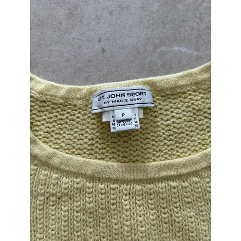 St. John Sport Marie Gray Women XS Yellow Sleeveless Cropped Crochet Sweater